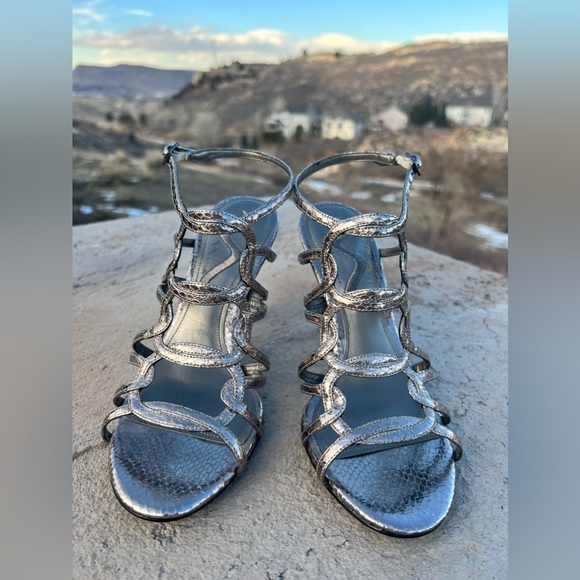 Nina Sanchia True Silver Reflective Surdette Heels Glitter Gems Women’s Size 7.5 - Picture 2 of 10